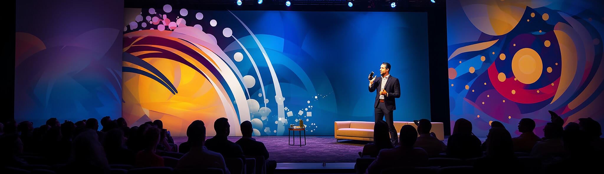 Encore presenter on stage at a conference